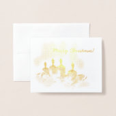 Vier Hübsche goldene Kerzen Frohe Weihnachten Folienkarte (Vorderseite mit Umschlag)