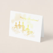 Vier Hübsche goldene Kerzen Frohe Weihnachten Folienkarte (Vorderseite)