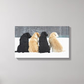 Vier Hunde im Schnee Leinwanddruck (Vorderseite)