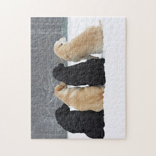 Vier Hunde im Schnee Puzzle (Vertikal)