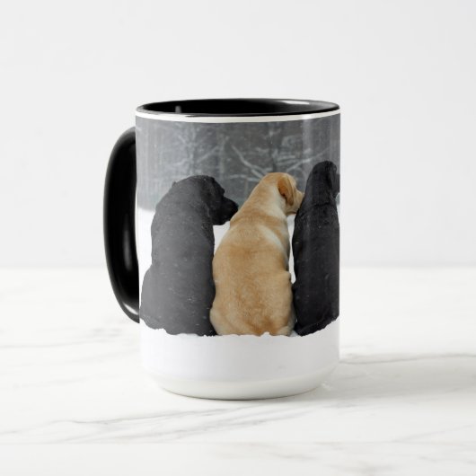 Vier Hunde im Schnee Tasse (Vorderseite Links)