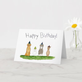 Vier Hunde mit Partyhüten Geburtstag Karte