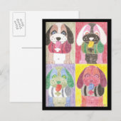 Vier Hunde Postkarte (Vorne/Hinten)