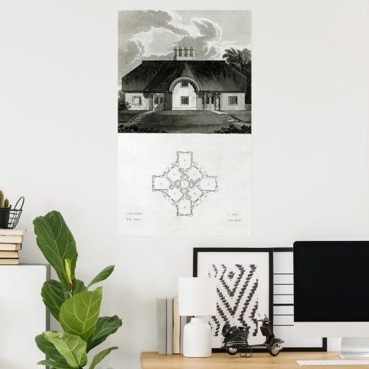 Vier Hütten, 1818 Poster (Heimbüro)