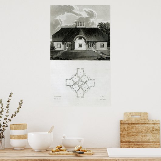 Vier Hütten, 1818 Poster (Küche)