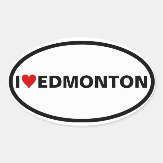 VIER I [Herz] Edmonton Ovaler Aufkleber (Vorderseite)