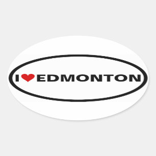 VIER I [Herz] Edmonton Ovaler Aufkleber