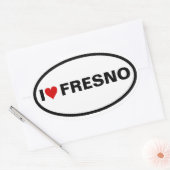 VIER "I [Herz] Fresno Ovaler Aufkleber (Umschlag)