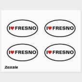 VIER "I [Herz] Fresno Ovaler Aufkleber (Blatt)