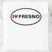 VIER "I [Herz] Fresno Ovaler Aufkleber (Tasche)