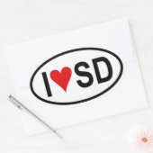 VIER "I [Herz] SD" Ovaler Aufkleber (Umschlag)