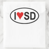 VIER "I [Herz] SD" Ovaler Aufkleber (Tasche)