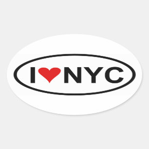 VIER "ich [Herz] NYC " Ovaler Aufkleber