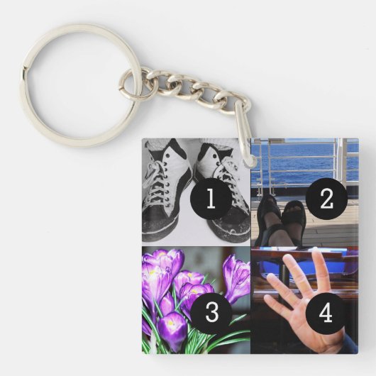 Vier Ihrer Fotos machen sich selbst den Kopf Schlüsselanhänger (Vorderseite)