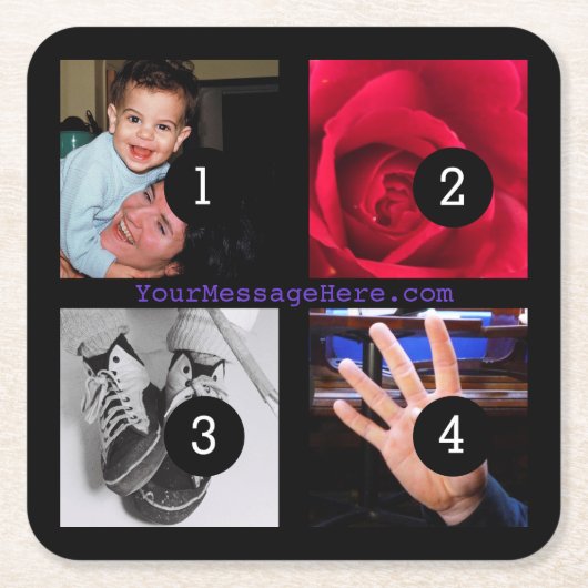 Vier Ihrer Fotos und Texte machen Ihre eigenen Sch Rechteckiger Pappuntersetzer (Vorderseite)