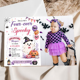 Vier-immer-spooky-Halloween-Geburtstagsfeier-Foto Einladung