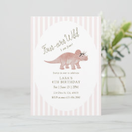 Vier-immer Wilder Dinosaurier-Geburtstag Einladung