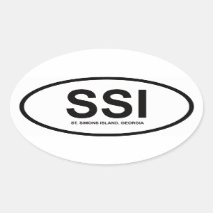 VIER Insel St. Simons, Georgia Ovaler Aufkleber