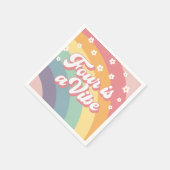 Vier ist ein Vibe Retro 70er Rainbow Daisy Birthda Serviette (Ecke)