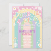 Vier ist eine lebhafte Einladung zum Geburtstag (Vorderseite)