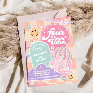 Vier ist eine Stimmung Cloud Regenbogen Disco 4. G Einladung