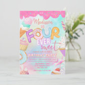 Vier ist so süß einladung (Stehend Vorderseite)