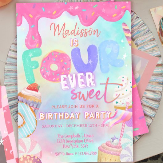 Vier ist so süß einladung