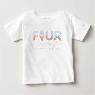 Vier ist Süße Eiscreme-Geburtstags-Shirt Baby T-shirt