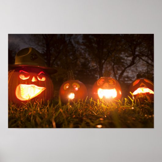 Vier Jack-o'-Lanterns zu Halloween Poster (Vorne)