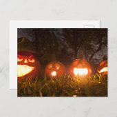 Vier Jack-o'-Lanterns zu Halloween Postkarte (Vorne/Hinten)