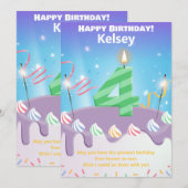 Vier Jahre alt Happy Birthday Card personalisiert (Vorne/Hinten)