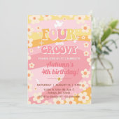 Vier Jahre Groovy Mädchen 4. Geburtstag einladen,  Einladung (Stehend Vorderseite)