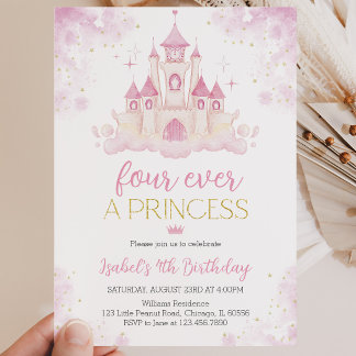 Vier Jahre pro Prinzessin 4. Geburtstag Einladung