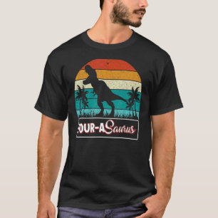 Vier Jahre Saurus Geburtstag Rex 4 Jahre alter Din T-Shirt