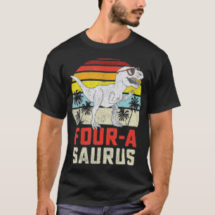Vier Jahre Saurus Geburtstag T Rex 4 Jahre alter T T-Shirt