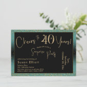 Vier Jahre Überraschung Geburtstag Aquamarin und G Einladung (Stehend Vorderseite)