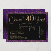 Vier Jahre Überraschung Geburtstag, Lila Einladung (Vorne/Hinten)