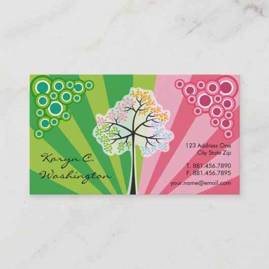 Vier Jahreszeit-bunte punktierte Baum-moderne Visitenkarte (Vorderseite)