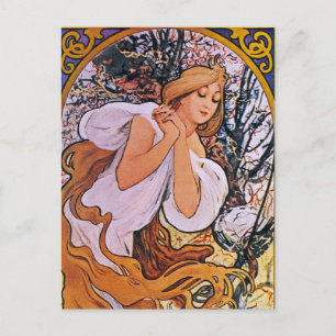 Vier Jahreszeiten Alfons Mucha Postkarte