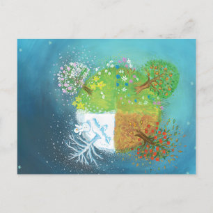 Vier Jahreszeiten auf Erden Feiertagspostkarte
