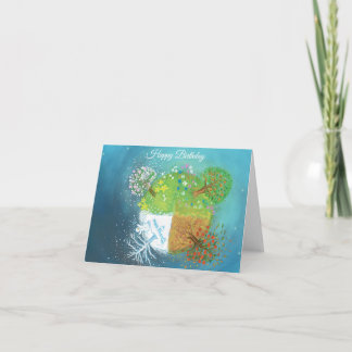 Vier Jahreszeiten auf Erden Geburtstag Karte