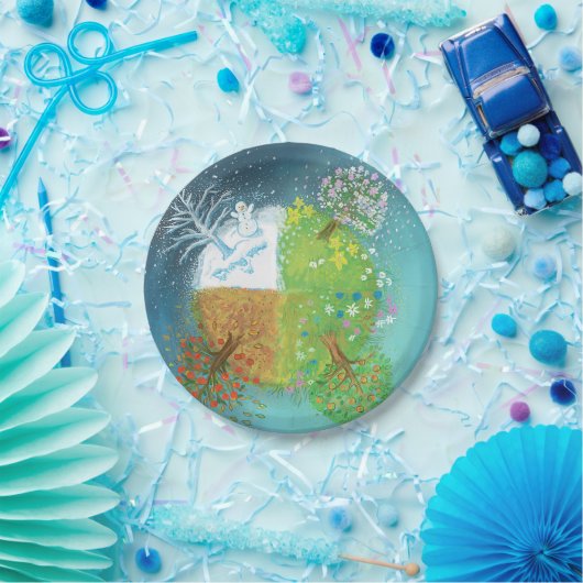 Vier Jahreszeiten auf Erden Pappteller (Party)