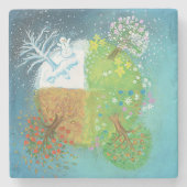 Vier Jahreszeiten auf Erden Steinuntersetzer (Vorderseite)