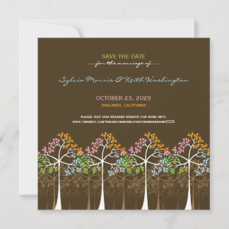 Vier Jahreszeiten Bäume Wald Hochzeit retten das D Save The Date