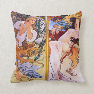 Vier Jahreszeiten durch Alphonse Mucha 1895 Kissen