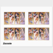 Vier Jahreszeiten durch Alphonse Mucha 1895 Rechteckiger Aufkleber (Blatt)