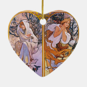 Vier Jahreszeiten durch Kunst-Deko Nouveau Alfons Keramikornament