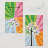 Vier Jahreszeiten farbenfrohe gepunktete Bäume Mod Visitenkarte (Vorne/Hinten)