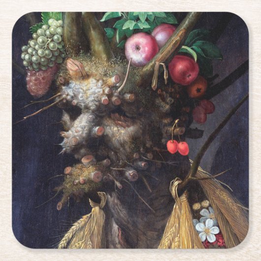 Vier Jahreszeiten in einem Kopf, Arcimboldo Rechteckiger Pappuntersetzer (Vorderseite)