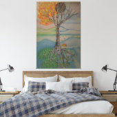 Vier Jahreszeiten Linien Design Baum Leinwanddruck (Insitu (Schlafzimmer))